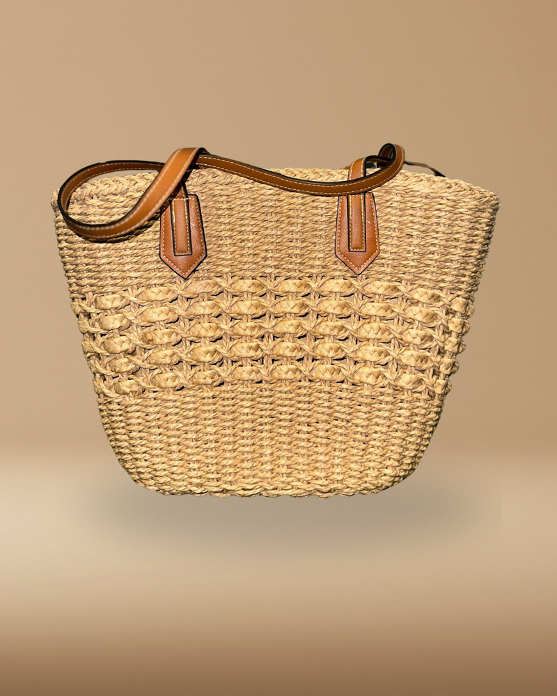 Bolso tote trenzado de paja "Sierra Bloom"