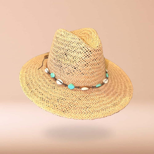 Sombrero playero de paja con conchas "Caribbean Spirit"