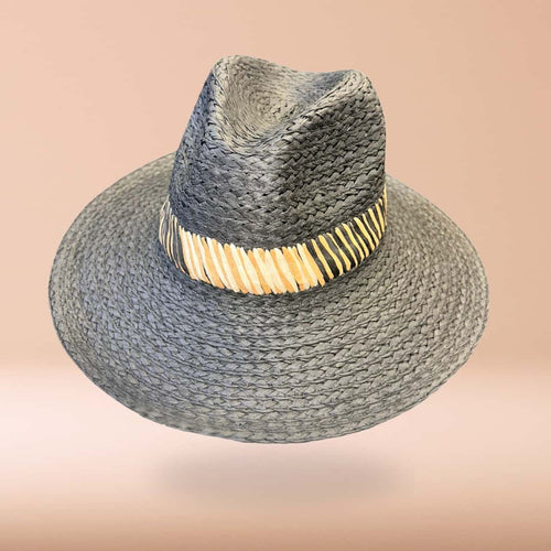 Sombrero negro tejido de ala ancha "Midnight Coast"