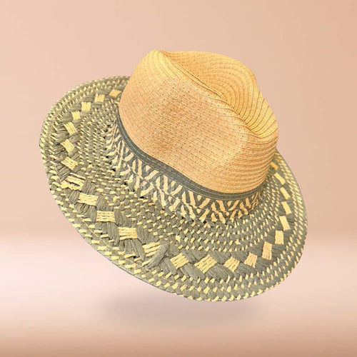 Sombrero con patrón tejido en verde olivo "Sombra Viva"